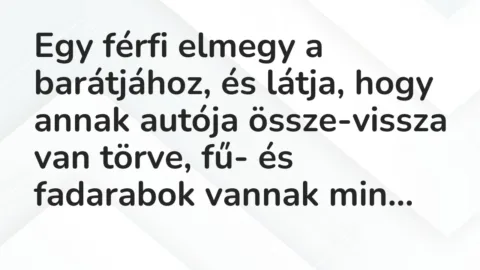 Vicc: Egy férfi elmegy a barátjához, és látja, hogy annak autója… Vicc: Egy férfi elmegy a barátjához, és látja, hogy annak autója…