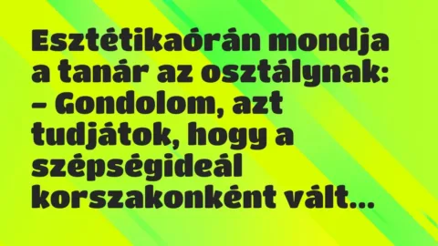 Vicc: Esztétikaórán mondja a tanár az osztálynak:

– Gondolom, azt…