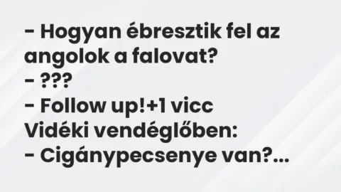 Vicc: – Hogyan ébresztik fel az angolok a falovat?

– ???

– Follow…