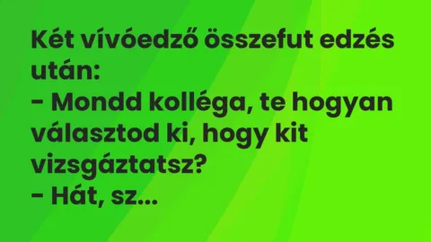 Vicc: Két vívóedző összefut edzés után:

– Mondd kolléga, te hogyan…