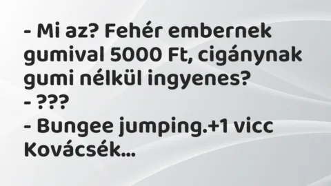 Vicc: – Mi az? Fehér embernek gumival 5000 Ft, cigánynak gumi nélkül…