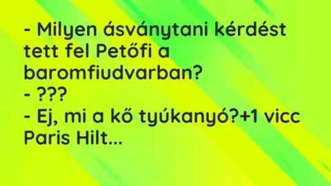 Vicc: – Milyen ásványtani kérdést tett fel Petőfi a baromfiudvarban?

-…