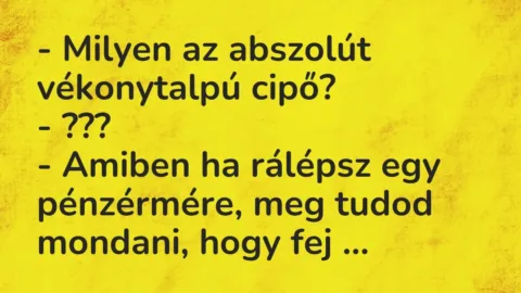 Vicc: – Milyen az abszolút vékonytalpú cipő?

– ???

– Amiben ha…