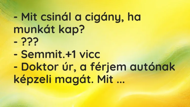 Vicc: – Mit csinál a cigány, ha munkát kap? – ??? – Semmit.