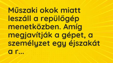 Vicc: Műszaki okok miatt leszáll a repülőgép menetközben. Amíg megjavítják a… Vicc: Műszaki okok miatt leszáll a repülőgép menetközben. Amíg megjavítják a…