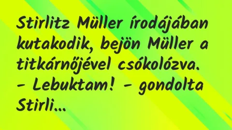 Vicc: Stirlitz Müller írodájában kutakodik, bejön Müller a titkárnőjével…