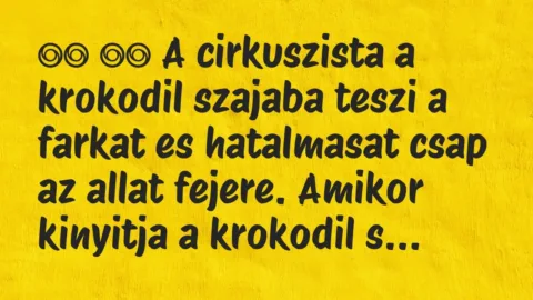 Viccek:
A cirkuszista a krokodil szajaba teszi a farkat… Viccek:
A cirkuszista a krokodil szajaba teszi a farkat…