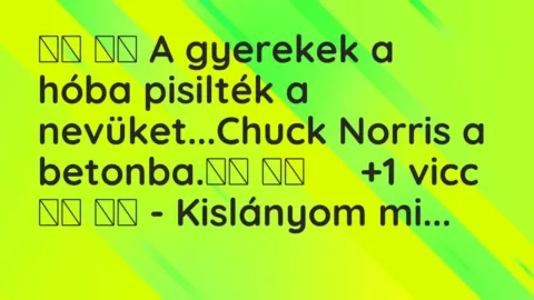 Viccek:
A gyerekek a hóba pisilték a nevüket…Chuck … Viccek:
A gyerekek a hóba pisilték a nevüket…Chuck …