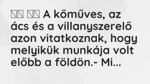Viccek: 
		  
		  A kőműves, az ács és a villanyszerelő azon…