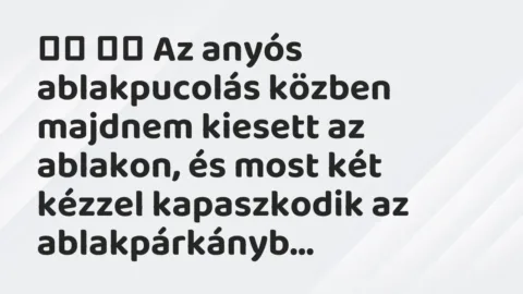 Viccek: 
		  
		  Az anyós ablakpucolás közben majdnem kiesett az…