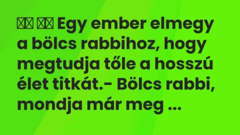 Viccek: 
		  
		  Egy ember elmegy a bölcs rabbihoz, hogy megtudja …