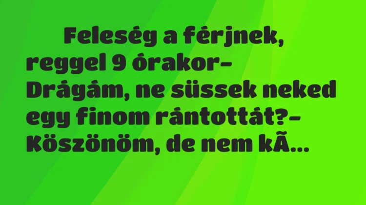 Viccek: Feleség a férjnek, reggel 9 órakor- Drágám,…