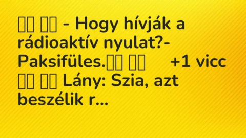 Viccek: 
		  
		  – Hogy hívják a rádioaktív nyulat?-…