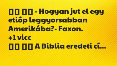 Viccek:
– Hogyan jut el egy etióp leggyorsabban… Viccek:
– Hogyan jut el egy etióp leggyorsabban…