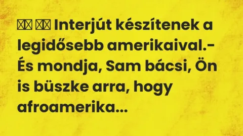 Viccek:
Interjút készítenek a legidősebb… Viccek:
Interjút készítenek a legidősebb…