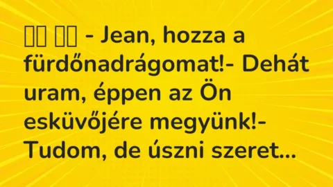 Viccek: 
		  
		  – Jean, hozza a fürdőnadrágomat!- Dehát uram,…