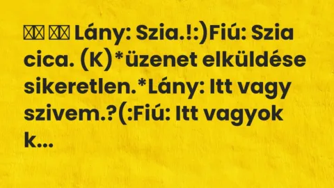 Viccek: 
		  
		  Lány: Szia.!:)Fiú: Szia cica. (K)*üzenet …