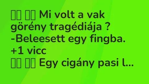 Viccek:
Mi volt a vak görény tragédiája ?… Viccek:
Mi volt a vak görény tragédiája ?…