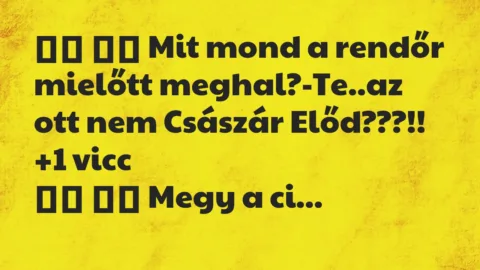 Viccek: 
		  
		  Mit mond a rendőr mielőtt meghal?-Te..az ott …