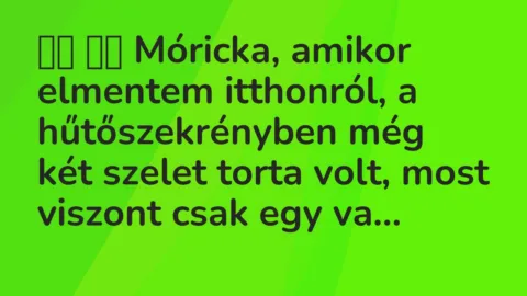 Viccek:
Móricka, amikor elmentem itthonról, a… Viccek:
Móricka, amikor elmentem itthonról, a…