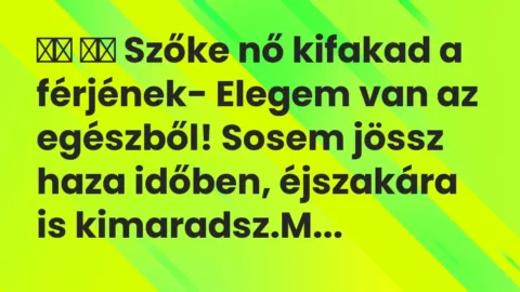 Viccek:
Szőke nő kifakad a férjének- Elegem van az… Viccek:
Szőke nő kifakad a férjének- Elegem van az…