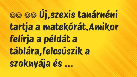 Viccek: 
		  
		  Új,szexis tanárnéni tartja a matekórát.Amikor…