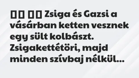 Viccek: 
		  
		  Zsiga és Gazsi a vásárban ketten vesznek egy sült…