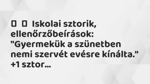 Vicces történet: 
	    	    Iskolai sztorik, ellenőrzőbeírások:


„Gyermekük a…