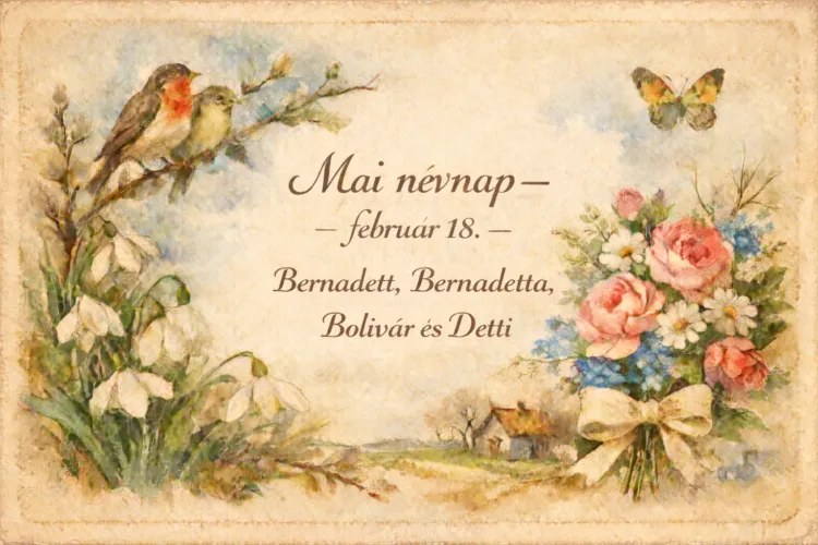 Mai névnap – február 18. Bernadett, Bernadetta, Bolivár és Detti Mai névnap – február 18.: Bernadett, Bernadetta, Bolivár és Detti