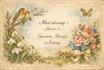 Mai névnap – február 22. Gerzson, Margit és Zétény Mai névnap – február 22.: Gerzson, Margit és Zétény