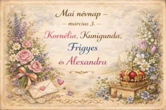 Mai névnap – március 3.: Kornélia, Kunigunda, Frigyes és Alexandra
