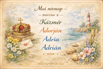 Mai névnap – március 4. Kázmér, Adorján, Adria és Adrián Mai névnap – március 4.: Kázmér, Adorján, Adria és Adrián