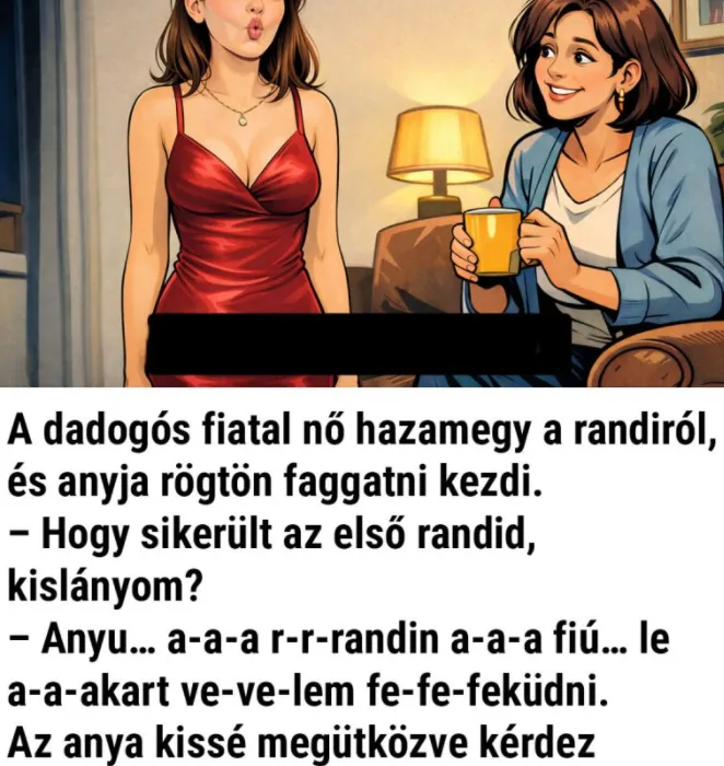 Vicc: A dadogós fiatal nő hazamegy a randiról Vicc: A dadogós fiatal nő hazamegy a randiról