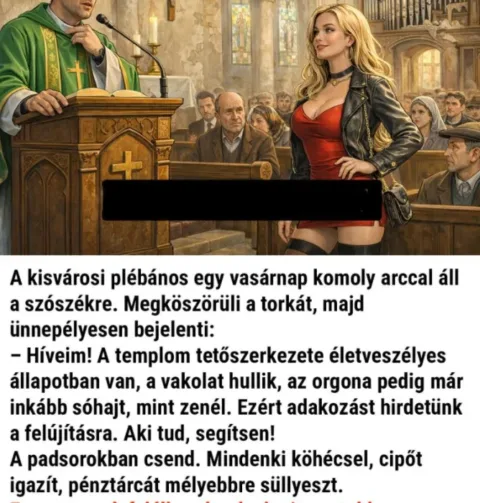 Vicc: A kisvárosi plébános egy vasárnap komoly arccal áll a szószékre