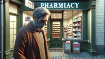 Vicc: Az öreg bácsi a gyógyszertár előtt áll, és mélyen Vicc: Az öreg bácsi a gyógyszertár előtt áll, és mélyen gondolkodik.