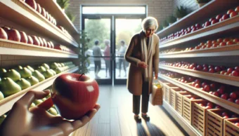 Vicc: Egy idős hölgy bemegy a boltba, és lát egy Vicc: Egy idős hölgy bemegy a boltba, és lát egy szép, piros almát.