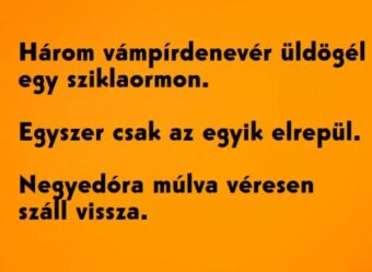 Vicc: Három vámpírdenevér üldögél egy sziklaormon –