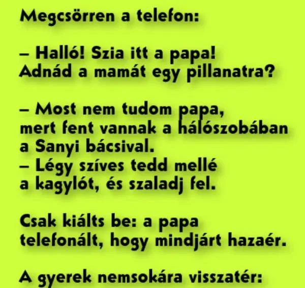 Vicc: Megcsörren a telefon - Vicc: Megcsörren a telefon –