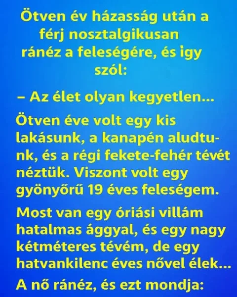 Vicc: Ötven év házasság után a férj.