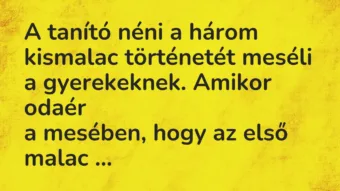 A tanító néni a három kismalac történetét meséli a gyerekeknek…. – Vicc A tanító néni a három kismalac történetét meséli a gyerekeknek…. – Vicc