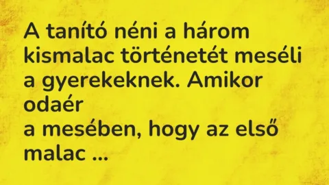 A tanító néni a három kismalac történetét meséli a gyerekeknek…. – Vicc