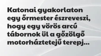 Katonai gyakorlaton egy őrmester észreveszi, hogy egy vörös arcú… – Vicc
