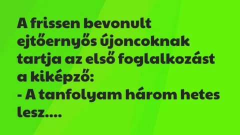 Vicc: A frissen bevonult ejtőernyős újoncoknak tartja az első foglalkozást a…