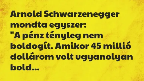 Vicc: Arnold Schwarzenegger mondta egyszer:
„A pénz tényleg nem… Vicc: Arnold Schwarzenegger mondta egyszer:
„A pénz tényleg nem…