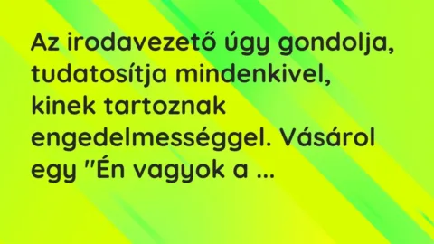 Vicc: Az irodavezető úgy gondolja, tudatosítja mindenkivel, kinek tartoznak…