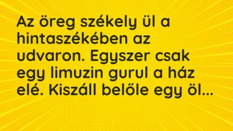 Vicc: Az öreg székely ül a hintaszékében az udvaron. Egyszer csak egy…