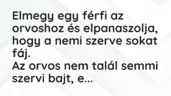 Vicc: Elmegy egy férfi az orvoshoz és elpanaszolja, hogy a nemi szerve sokat… Vicc: Elmegy egy férfi az orvoshoz és elpanaszolja, hogy a nemi szerve sokat…