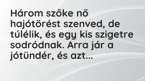 Vicc: Három szőke nő hajótörést szenved, de túlélik, és egy kis szigetre… Vicc: Három szőke nő hajótörést szenved, de túlélik, és egy kis szigetre…