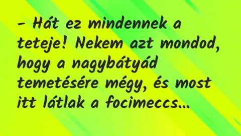 Vicc: – Hát ez mindennek a teteje! Nekem azt mondod, hogy a nagybátyád…