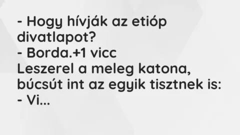 Vicc: – Hogy hívják az etióp divatlapot?

– Borda.